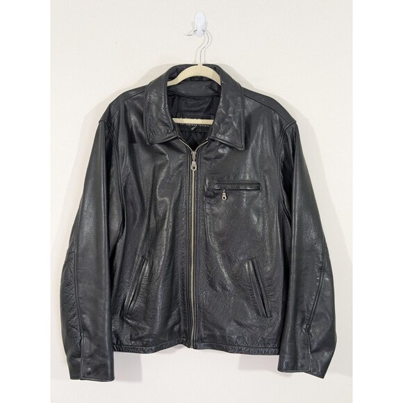 Wilsons Leather Other - Vintage Wilsons Leather Men's M Motorcycle Jacket Black Leather Cafe Racer Zip